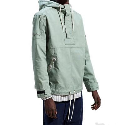 China Custom Wholesale Hooded Anorak Jacket Mens Anti-Pilling Streetwear Cotton Jacket for sale