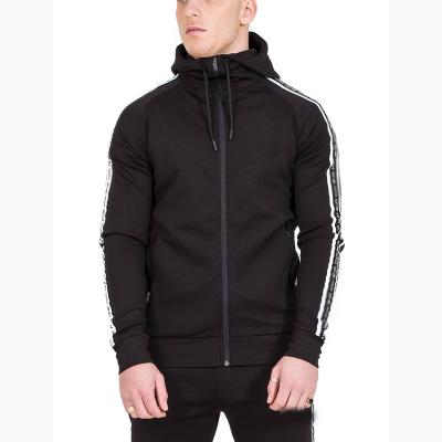 China Custom Made High Quality Anti Shrink Fitness Men's Gym Sports Zipper Black Hoodie for sale