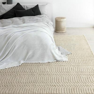 China Stain Resistant Handmade Blanket Beige Color Bedroom Blanket Cut With Carving Domeino Carpet for sale