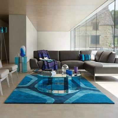 China Non-Slip Cyan Color Rug And Blueish Blanket Handmade Blanket Wool Blanket for sale