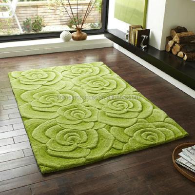 China Blanket Hand Carved Jacquard Tufted Green Space Blanket Hand Wool Blanket for sale