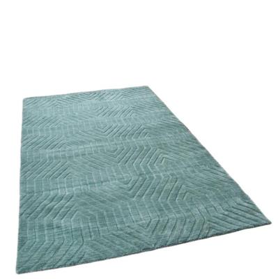 China Non-Slip Dark Teal Color Blanket Home Decor Blanket Hand Embellished Wool Blanket Domeino Rug Factory for sale