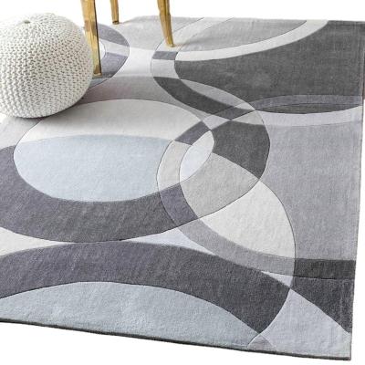 China Simple Design Anti-Slip Gray Tone Wool Blanket Customized Hand Tufted Blanket for sale