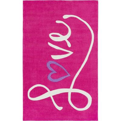 China Love Letter Blanket Anti-Slip Hand Embellished Blanket Pink Color With Customized Size Wool Mixed With Viscose for sale