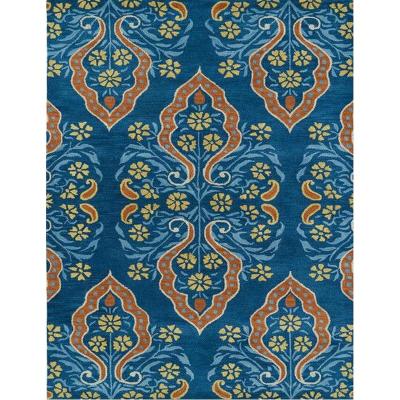 China Non-slip Blue Blend Wool Blanket Customized Hand Tufted Domeino Carpet Factory for sale