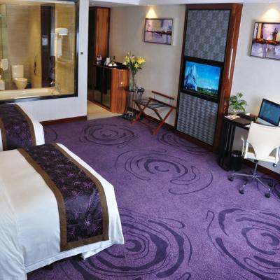 China Non-slip Purple Color Rug Carpet Guest Room Hotel Circle Design Purple Carpet for sale