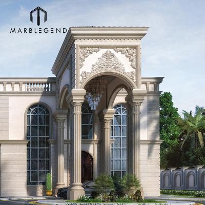 China Classic Architectural Stone Columns Natural Hollow Element Marble Stone Portico For Sale for sale