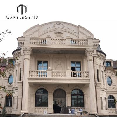 China PFM villa project modern exterior lime wall cladding Portuguese building facade stone PFM curtain wall for sale