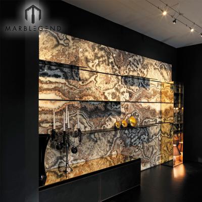 China Modern Wall Decoration Low Price Tile Black Cloud Onyx Natural Marble Backlit Panel for sale