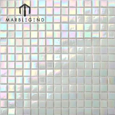 China CLASSIC Golden Sand Square Small Tiles Persian Stone Oyster Iridium Iridescent White MosaicTiles for sale