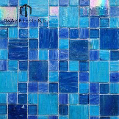 China CLASSIC tile cheap bule swimming pool glass mosaic tile for sale