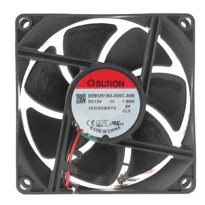 China Hotels in stock SUNON 80*80*25mm 12V 1.8W EE80251BX-000C-A99 8025 dc12v inverter cabinet ball bearing axial fan for sale