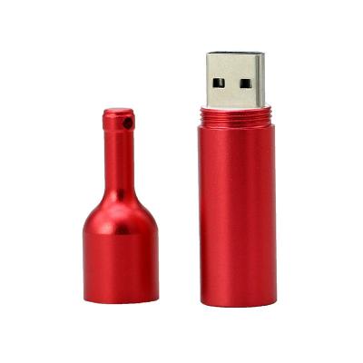 China Storage High Quality Metal Wine Bottle Shaped USB Stick 64GB 32GB 16GB 8GB 4GB 2GB 1GB 256MB 128MB Wedding Gift USB2.0 3.0 Pen Drive for sale