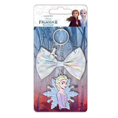 China F&J Brand 2022 Girls Gift Environmental Friendly Party Customized Logo Pack 2d Bow Rubber Snowflake Pendant Key Chain for sale