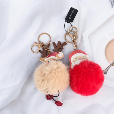 China F&J Trendy Brand Fashion Gift Hot-selling Custom Plush Santa Claus Elk Pendant Chain Keychain for sale