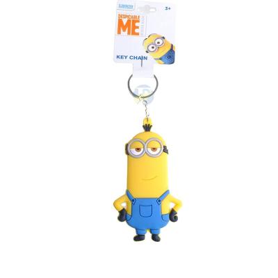 China Small yellow man F&J brand low price promotion children's PVC cartoon rubber key chain yellow man's key chain for sale