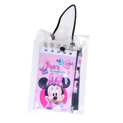 China Wholesale Custom Mini Children's Pink Pattern Cartoon F&J Paper Mark School Eco-friendly Notebook Pen Set for sale