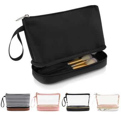 China Fashion Universal Double Layer Daily Portable Makeup Brush Good Quality Women Travel Cosmetic Bags for sale