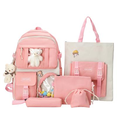 China High Quality Custom Waterproof Cute Girl's Backpack College Student Backpack Set 5 Piece Set Girl's Backpack School Bag for sale