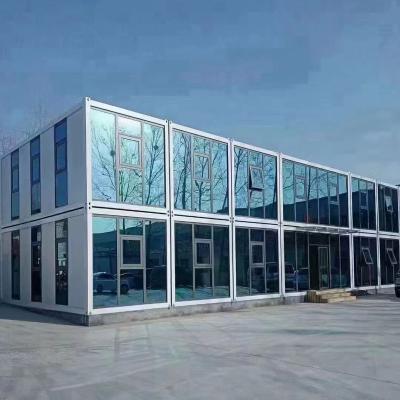 China Traditional popular two story cheap wooden house portable homes 2 bedroom two story glass wall prefab container house poland for sale