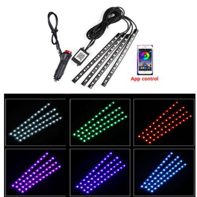 China Universal Cars APP Control RGB Atmosphere Led Light 48LEDs, 12 LED/Strip Cigarette Socket By Smart Phone Control, AC Lighting for sale