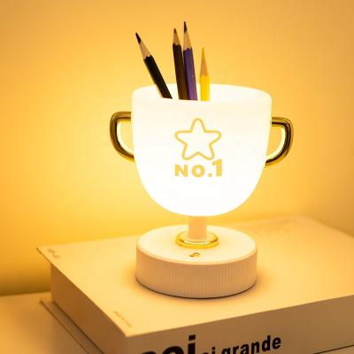 China Custom Modern Pen Holder Lamp Cup Champion Souvenir Gift For Kids Student Staff Benefit Night Light for sale