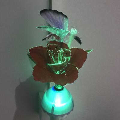 China Modern Creative Control LED Night Light Butterfly Bird Fiber Rose Plug In Colorful Night Light for sale