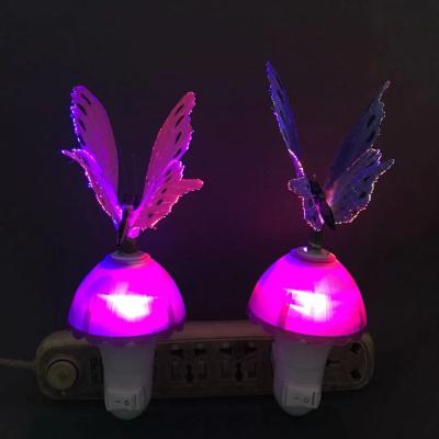 China Modern Butterfly LED Night Light Pink Purple US/EU Butterfly Plug In for sale