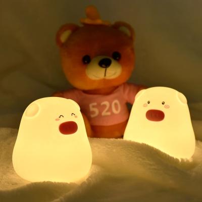 China Modern Led Pig Silicone Nursery Touch Battery Kids Night Lamp Light Bedroom for sale