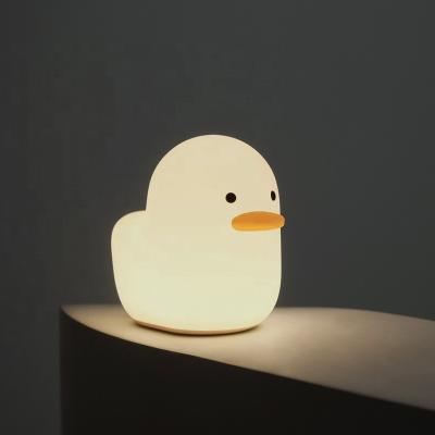 China Modern cute cartoon duck silicone LED night light USB touch table lamp suitable for children for sale