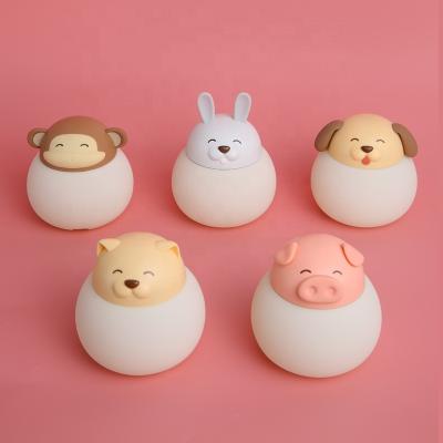 China Modern Silicone Night Light Cute Rabbit Hamster Cartoon Kids Bedroom Table Lamp for sale