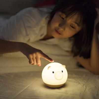 China Modern Cute Night Light Motion Sensor LED Silicone Pig Cartoon Animal Night Lamp For Kids for sale