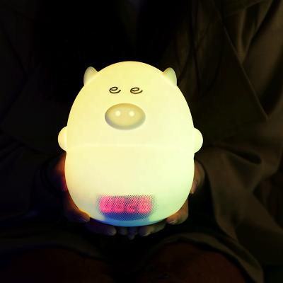 China Sleep Light Alarm Clock Silicone Night Light USB Port Charger Healthy Pig Baby Machine Night Lamp for sale