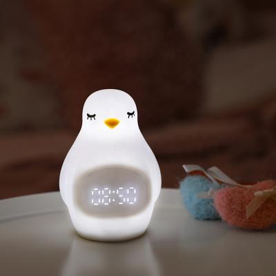 China Desktop Base Digital Cute Silicone Night Light Modern Creative Led Soft Material Alarm Clock For Kids for sale