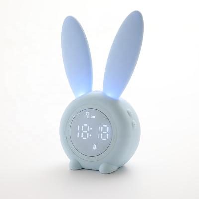 China Night Light Rabbit Clock Mini Cute Baby Rabbit Children's Room Decor Mini Cute Baby Rabbit Children's Room Decor Silicone Pink White Motion Sensor Night Light Smart Clock for sale