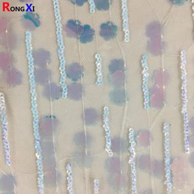 China RXF0916 3MM 12MM Hot Selling Tulle Fabric Sequin for sale