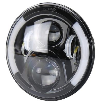 China 7 pulgadas de luz LED redonda para Harley de luz alta / baja y ojos de ángel 50W en venta