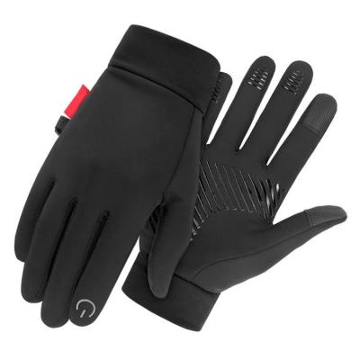 China Custom Winter Touch Screen Motorcycle Gloves Plush Nylon Polyester Silicone Material for sale