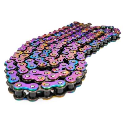 China Customizable Logo 420 Titanium Motorcycle Chain with Custom Logo and Color for sale