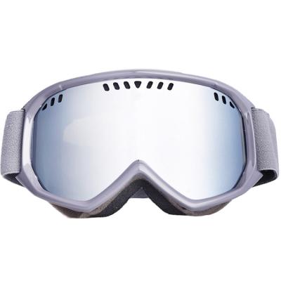 China Logotipo personalizado Gafas de snowboard de plata con tecnología anti niebla y bloqueo UV en venta