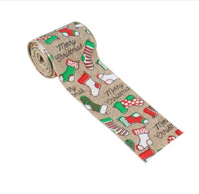 China Customized christmas canvas webbing in stock for christmas diy for sale