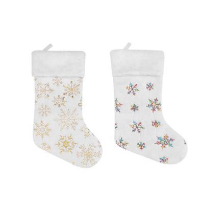 China Stocking 2023, Sequin Snowflake Plush Faux, Holiday Party Decor, Multicolor, Popular Christmas Gift Stockings 48x22cm for sale