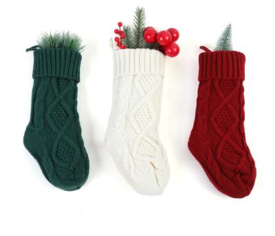 China Stretch Gossip Christmas Stocking Candy Bag Handmade Knitted UK Decor Scandi Boho Christmas Decorations for sale