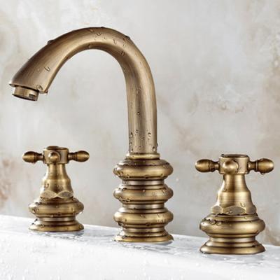 China Classic Bathroom Thermostatic Antique Brass Basin Faucet Faucet Vanity Sink Mixer Tap for sale