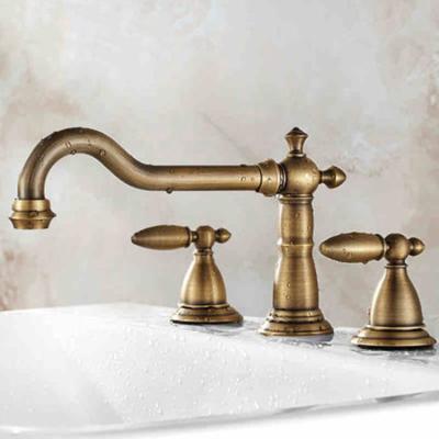 China Newly Antique Finish Bathroom Faucets Kitchen Basin Thermostatic Brass Sink Faucet Hot Cold Mixer Tap for sale