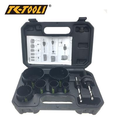 China Bimetal Plywood 9pcs Cobalt Hole Saw Set For Metal Stainless Steel Wood Cutting for sale