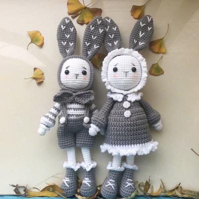 China Plush Toys Wholesale Cute Knitted Bunny Stuffed Toys Baby Animal Amigurumi Toy Knitting Rabbit Doll for Kids Children for sale