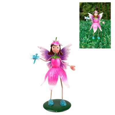 China Art Decor New design metal handmade craft flowerFairy statue for garden ornament for sale