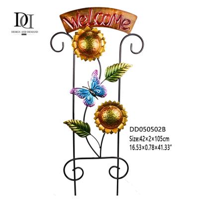 China Best Of Welcome Sign Selling Garden Stakes Metal Sunflowers For Welcome Sign for sale