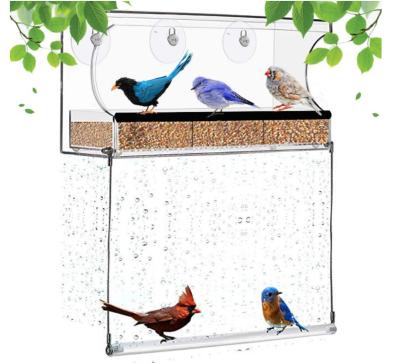 China Stocked Acrylic Window Bird Feeders Hanging Swing With Seed Tray Bird Feeder for sale